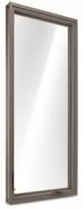 Brown-frame casement window against white background