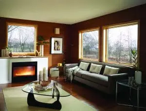 Living room with large awning windows 