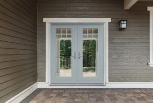 light blue french patio doors